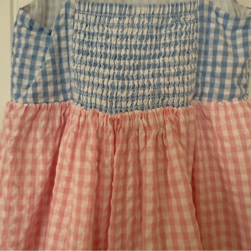 Mini Boden Girls Gingham Colorblock Dress - Picture 6 of 8